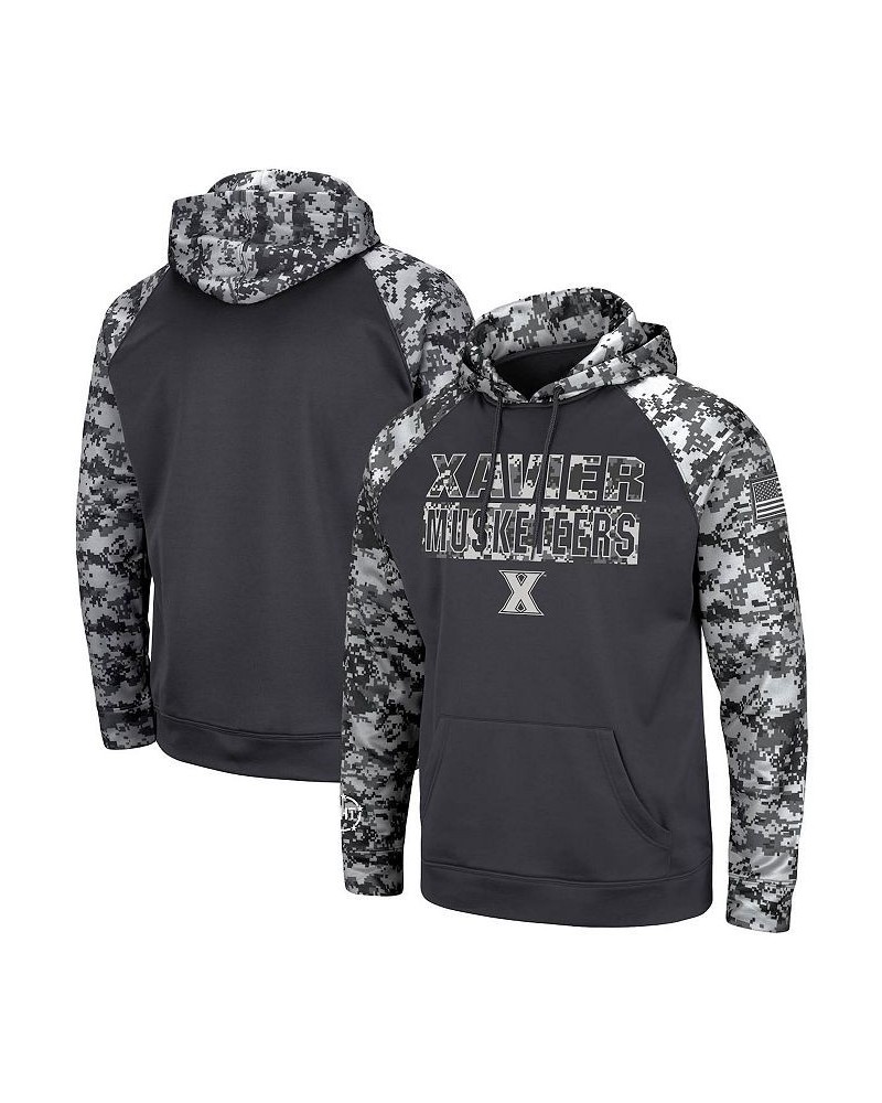 Men's Charcoal Xavier Musketeers OHT Military-Inspired Appreciation Digital Camo Pullover Hoodie $30.00 Sweatshirt