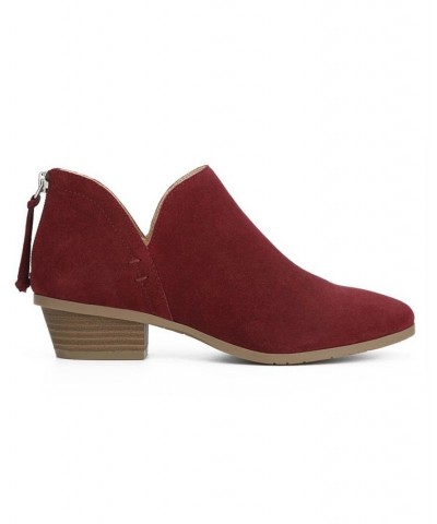 Women's Side Way Booties Red $47.52 Shoes