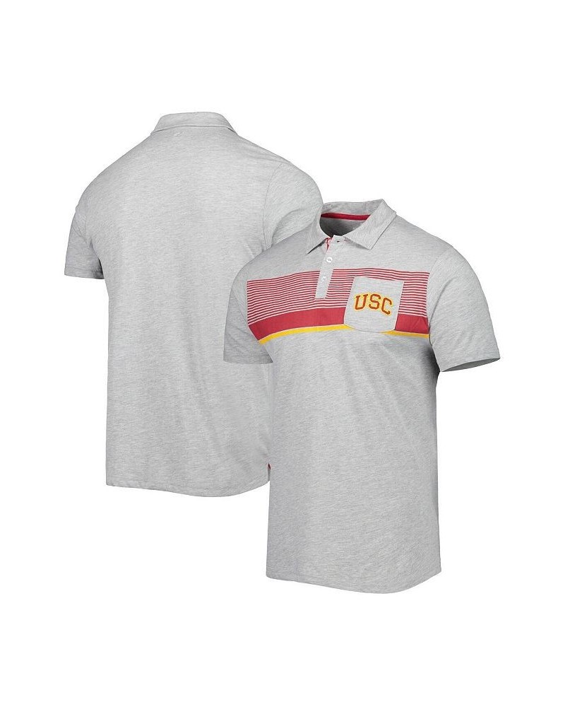 Men's Heathered Gray USC Trojans Golfer Pocket Polo Shirt $23.19 Polo Shirts