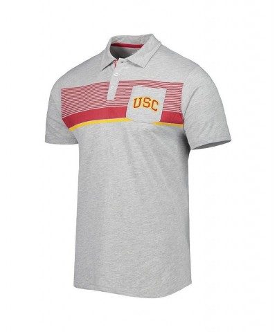 Men's Heathered Gray USC Trojans Golfer Pocket Polo Shirt $23.19 Polo Shirts