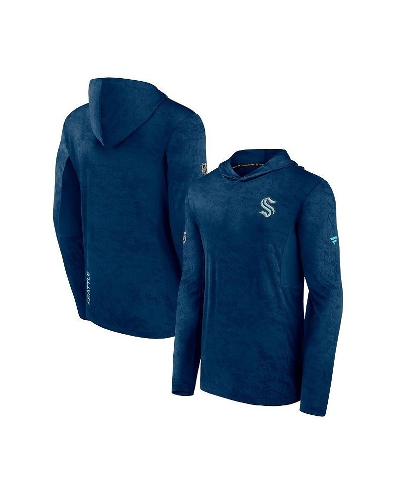 Men's Branded Deep Sea Blue Seattle Kraken Authentic Pro Rink Camo Pullover Hoodie $28.52 Sweatshirt