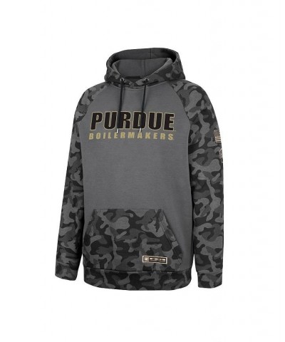 Men's Charcoal Purdue Boilermakers OHT Military-Inspired Appreciation Camo Stack Raglan Pullover Hoodie $32.50 Sweatshirt