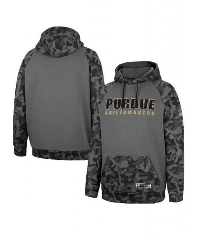 Men's Charcoal Purdue Boilermakers OHT Military-Inspired Appreciation Camo Stack Raglan Pullover Hoodie $32.50 Sweatshirt