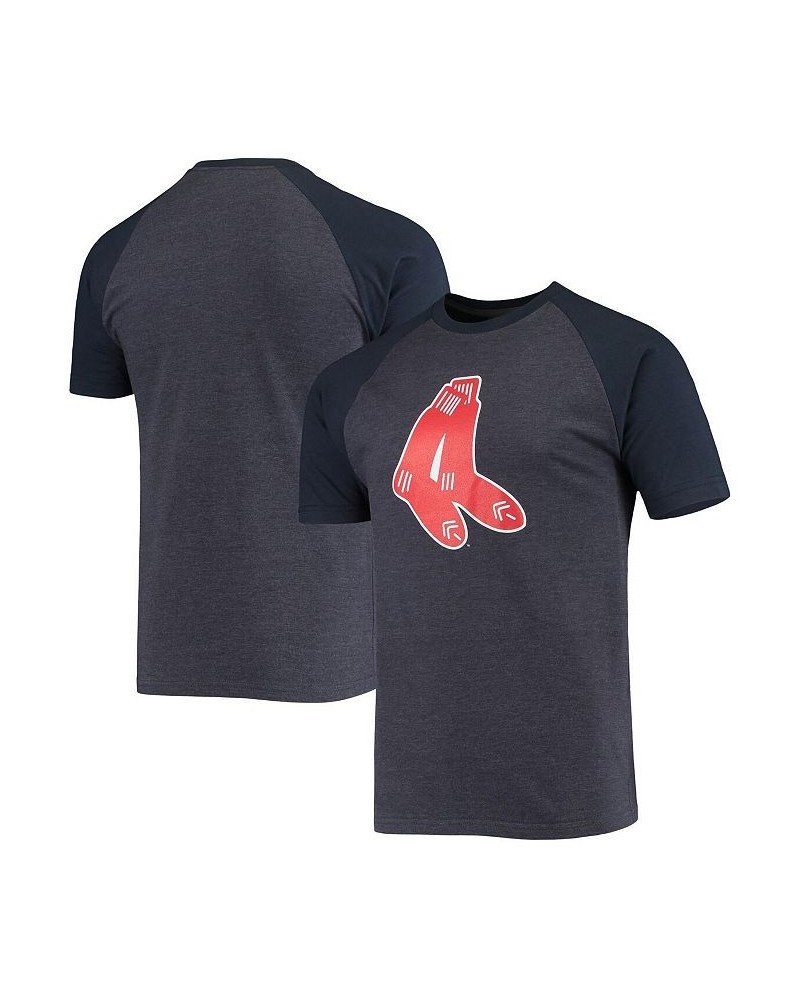 Men's Heathered Navy Boston Red Sox Raglan T-shirt $20.70 T-Shirts