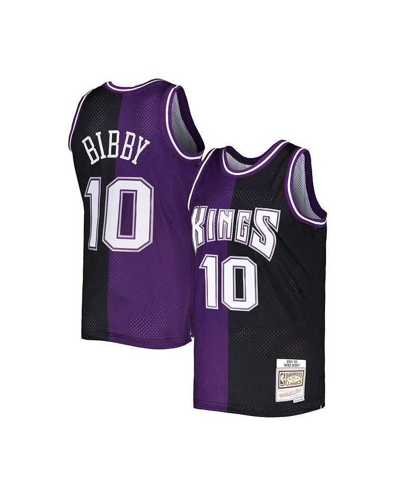 Men's Mike Bibby Purple, Black Sacramento Kings Hardwood Classics 2001-02 Split Swingman Jersey $41.07 Jersey