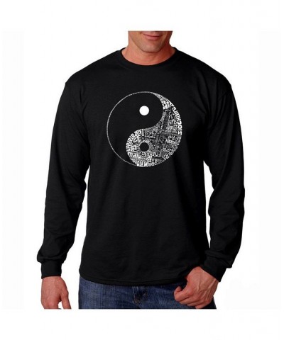 Men's Word Art Long Sleeve T-Shirt- Yin Yang Black $20.79 T-Shirts