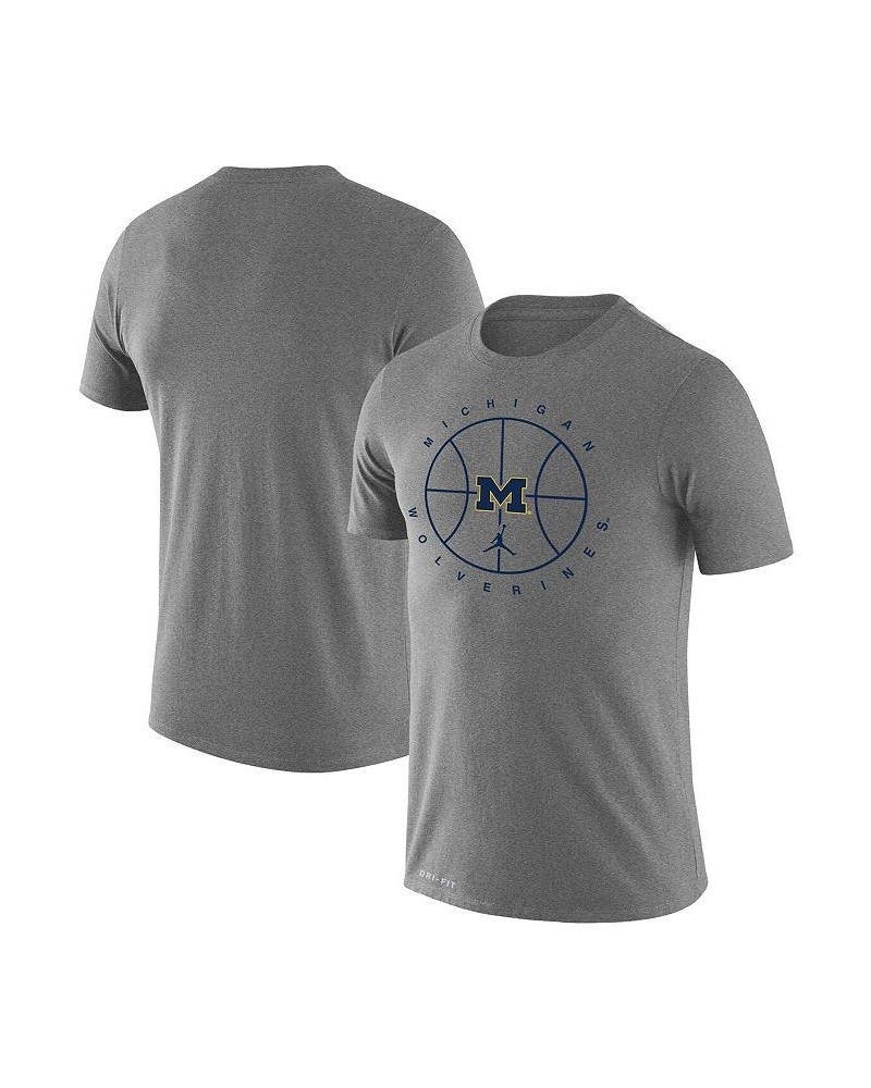 Men's Brand Heather Gray Michigan Wolverines Basketball Icon Legend Performance T-shirt $26.99 T-Shirts