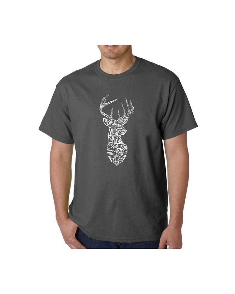 Mens Word Art T-Shirt - Types of Deer Gray $11.75 T-Shirts