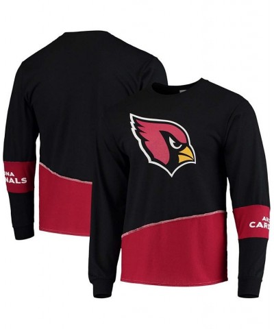 Men's Black, Cardinal Arizona Cardinals Upcycled Angle Long Sleeve T-shirt $26.65 T-Shirts