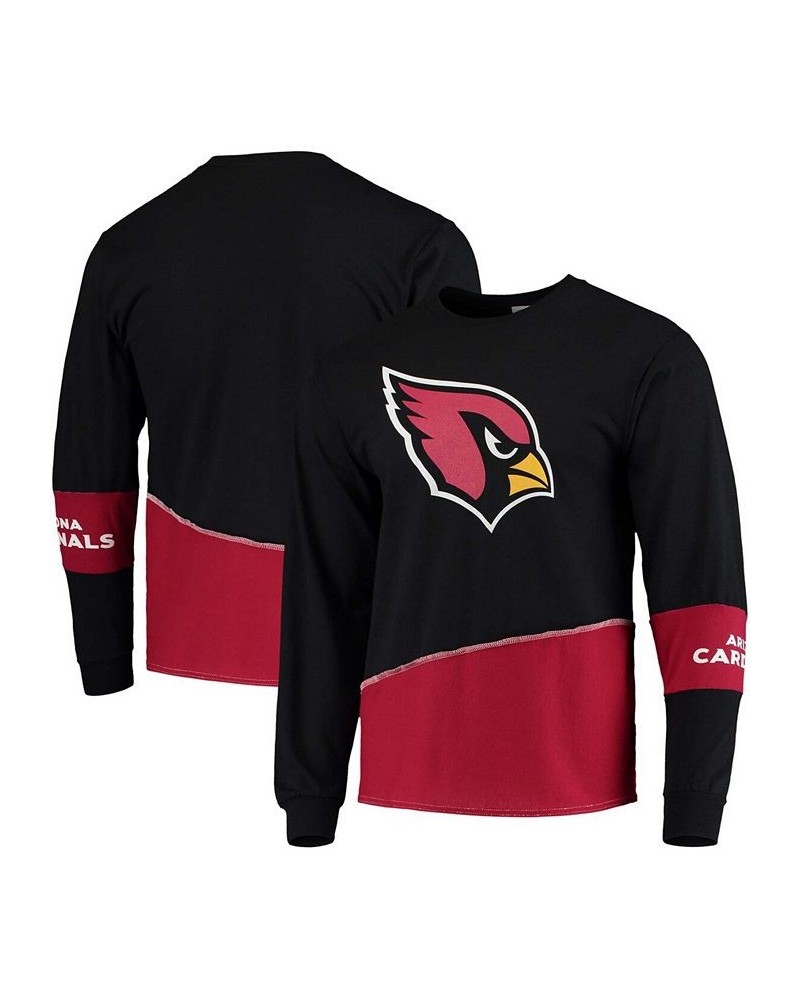 Men's Black, Cardinal Arizona Cardinals Upcycled Angle Long Sleeve T-shirt $26.65 T-Shirts