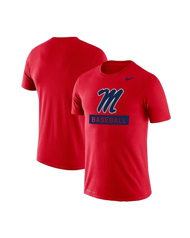 Men's Red Ole Miss Rebels Baseball Logo Stack Legend Performance T-shirt $24.50 T-Shirts