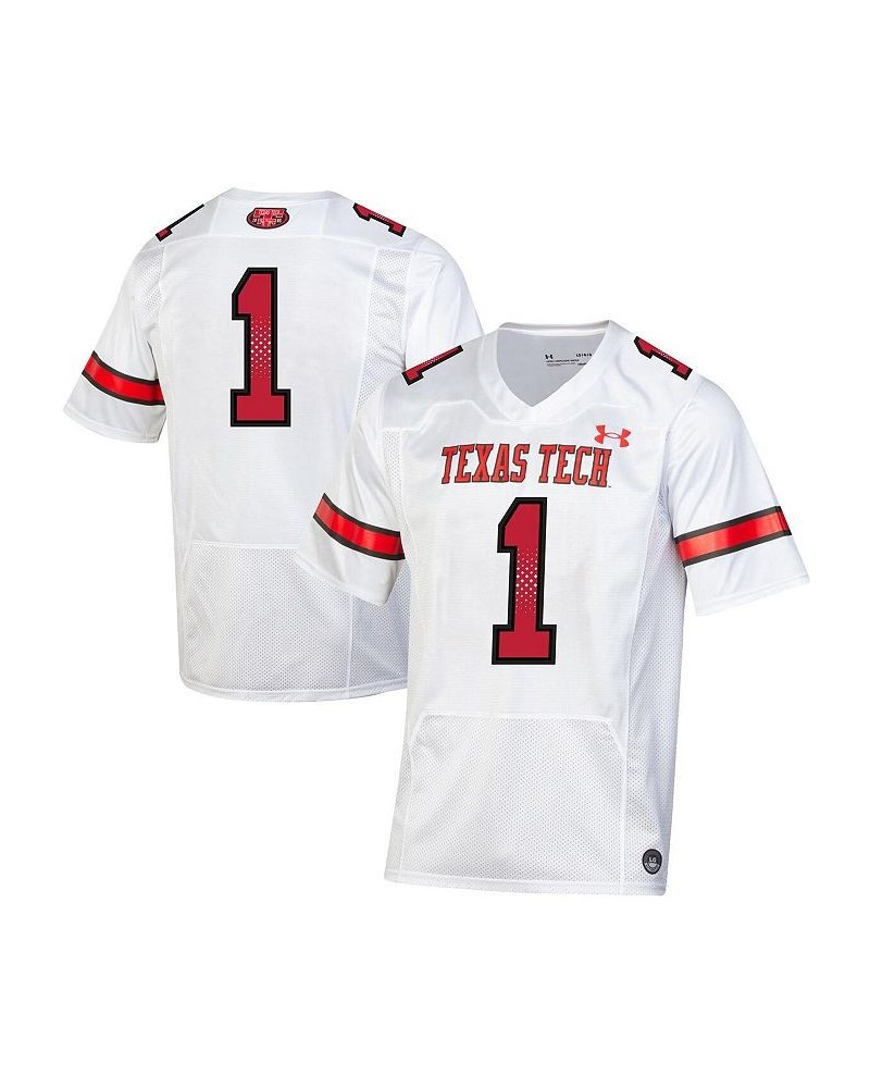 Men's 1 White Texas Tech Red Raiders Throwback Replica Jersey $52.50 Jersey