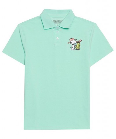 Men's Peanuts Short Sleeves Polo Shirt Green $13.75 Polo Shirts