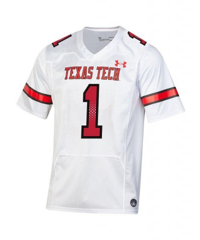 Men's 1 White Texas Tech Red Raiders Throwback Replica Jersey $52.50 Jersey