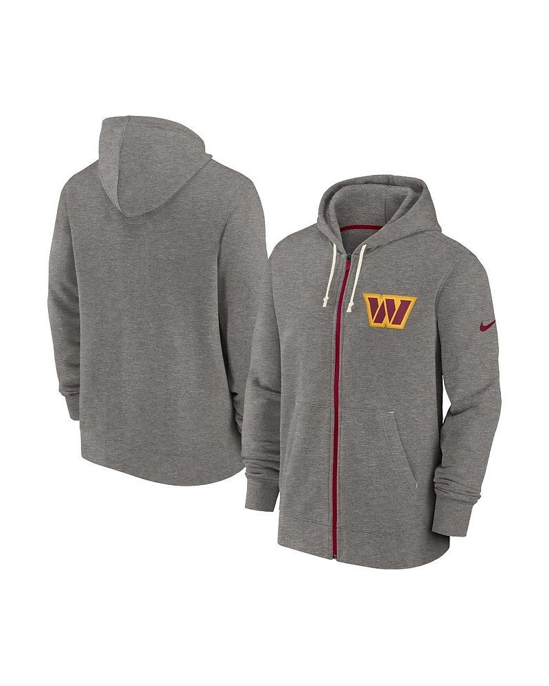 Men's Heather Charcoal, Burgundy Washington Commanders Historic Lifestyle Full-Zip Hoodie $41.80 Sweatshirt