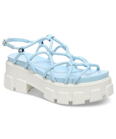 Greyson Strappy Lug Sole Sandals Blue $43.60 Shoes