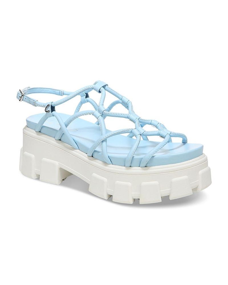 Greyson Strappy Lug Sole Sandals Blue $43.60 Shoes