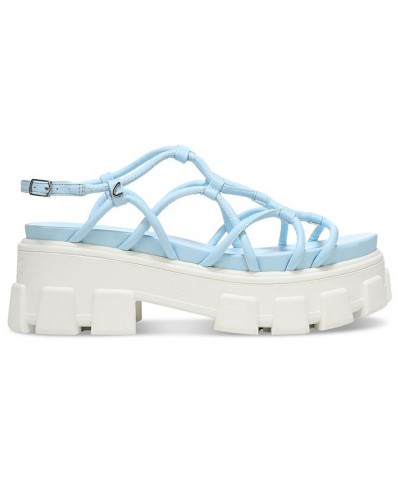 Greyson Strappy Lug Sole Sandals Blue $43.60 Shoes