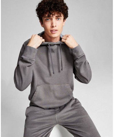 Men's Fleece Hoodie with Kangaroo Pockets Grey $14.58 Sweatshirt