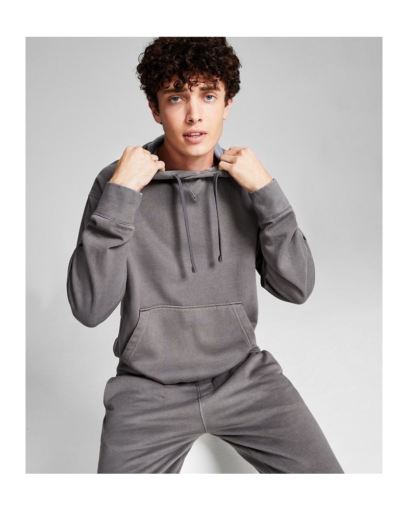 Men's Fleece Hoodie with Kangaroo Pockets Grey $14.58 Sweatshirt