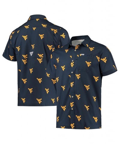 Men's Navy West Virginia Mountaineers Super Slack Tide Omni-Shade Button-Up Shirt $41.24 Shirts