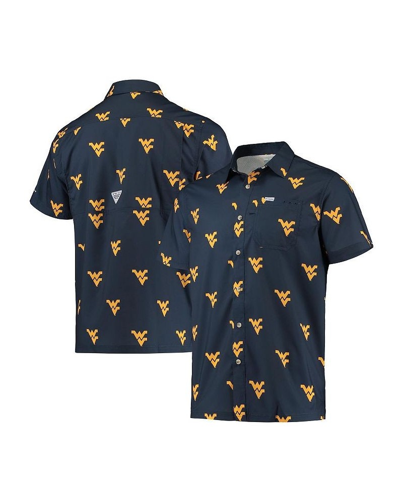 Men's Navy West Virginia Mountaineers Super Slack Tide Omni-Shade Button-Up Shirt $41.24 Shirts