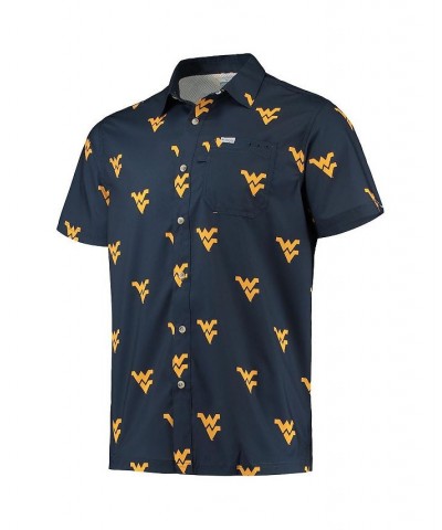 Men's Navy West Virginia Mountaineers Super Slack Tide Omni-Shade Button-Up Shirt $41.24 Shirts