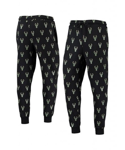 Men's Black Milwaukee Bucks Allover Logo Jogger Pants $38.49 Pants