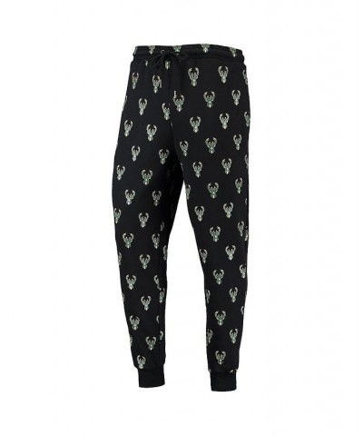 Men's Black Milwaukee Bucks Allover Logo Jogger Pants $38.49 Pants