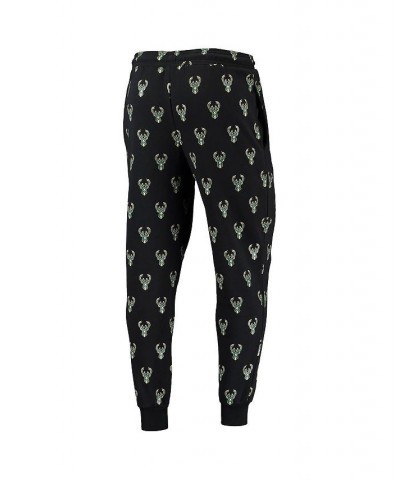 Men's Black Milwaukee Bucks Allover Logo Jogger Pants $38.49 Pants