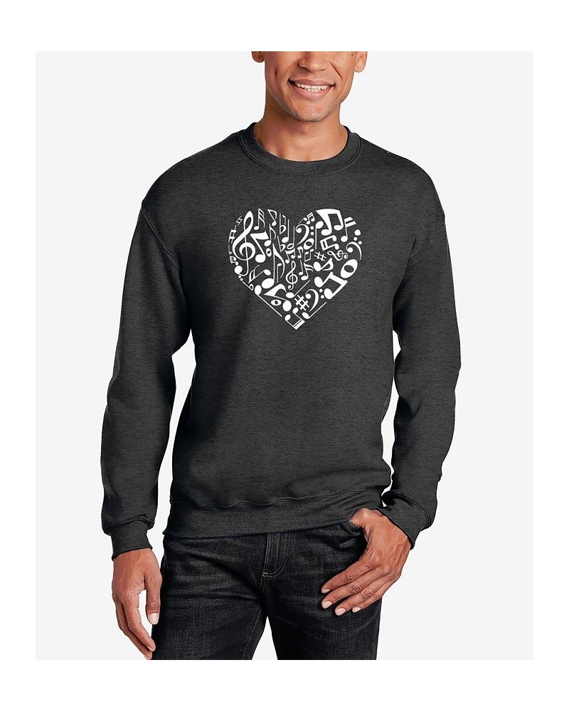 Men's Word Art Heart Notes Crewneck Sweatshirt Gray $27.99 Sweatshirt