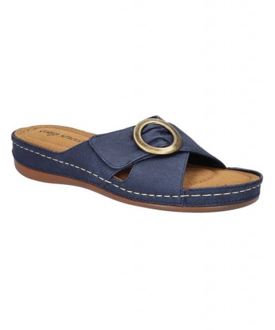 Women's Bloomer Slide Sandals Blue $26.00 Shoes