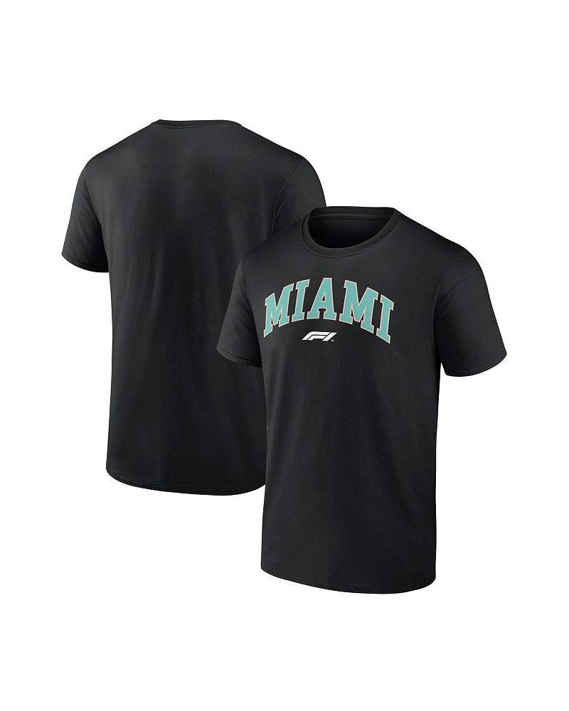 Men's Branded Black Formula 1 Miami Grand Prix T-shirt $21.12 T-Shirts