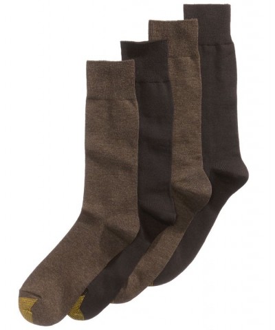 Men's 4-Pack Dress Flat Knit Crew Socks Brown $9.28 Socks