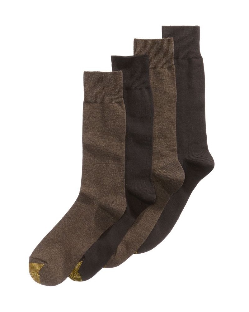 Men's 4-Pack Dress Flat Knit Crew Socks Brown $9.28 Socks