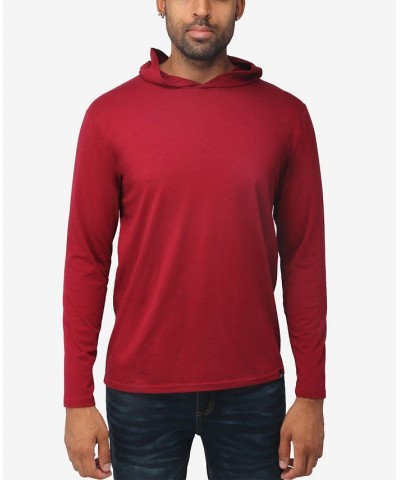 Men's Soft Stretch Long Sleeve Hoodie Burgundy $22.05 Sweatshirt