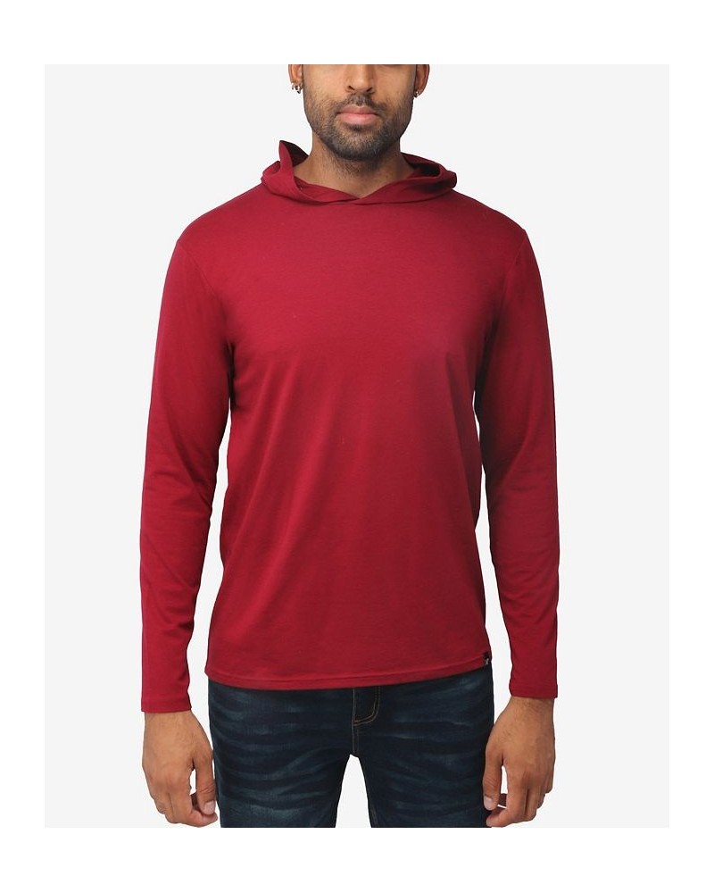 Men's Soft Stretch Long Sleeve Hoodie Burgundy $22.05 Sweatshirt