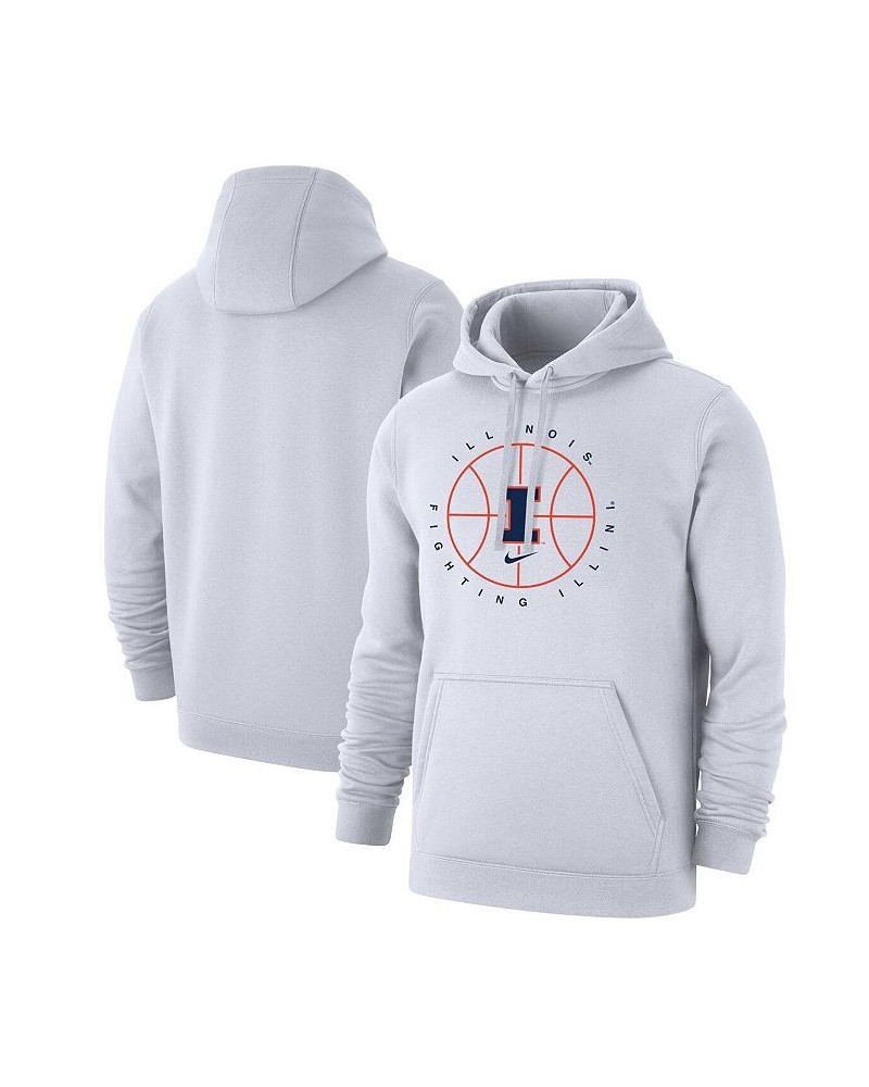 Men's White Illinois Fighting Illini Basketball Icon Club Fleece Pullover Hoodie $38.25 Sweatshirt