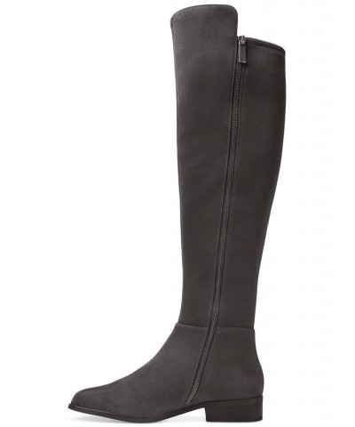 Women's Bromley Suede Flat Tall Riding Boots Gray $48.27 Shoes