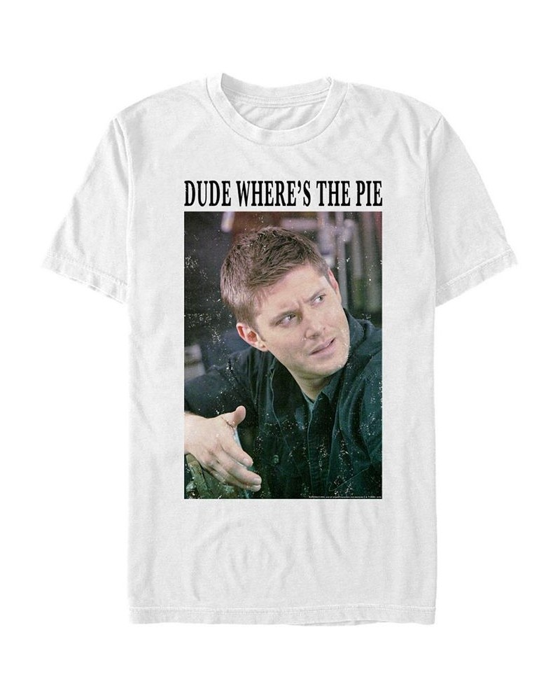 Men's Supernatural Pie Dean Meme Short Sleeve T-shirt White $15.75 T-Shirts