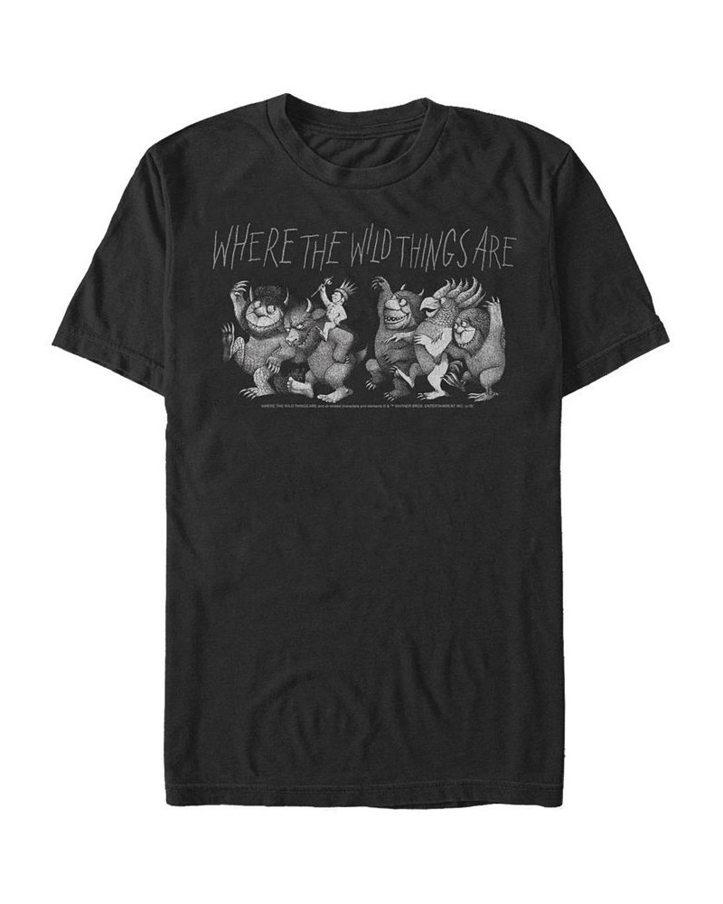 Men's Where The Wild Things Are Wild Things Short Sleeve T-shirt Black $20.64 T-Shirts