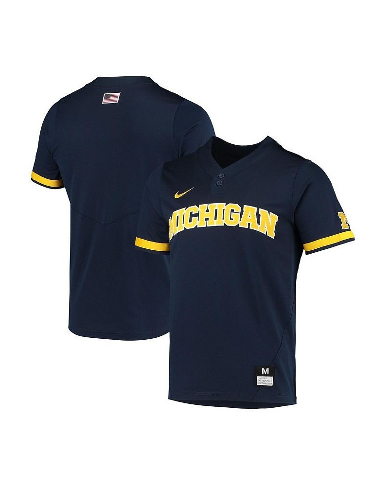 Men's Navy Michigan Wolverines Replica 2-Button Baseball Jersey $47.00 Jersey