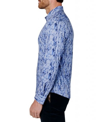 Men's Opal Liquid Knit Long Sleeve Button Up Shirt Blue $46.64 Shirts