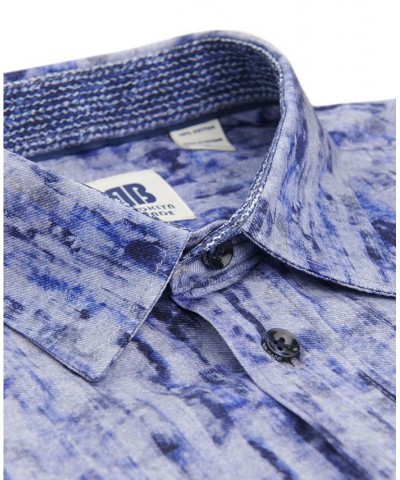 Men's Opal Liquid Knit Long Sleeve Button Up Shirt Blue $46.64 Shirts