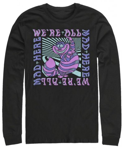 Alice in Wonderland Mad Here Trip Men's Long Sleeve Crew Neck T-shirt Black $19.20 T-Shirts