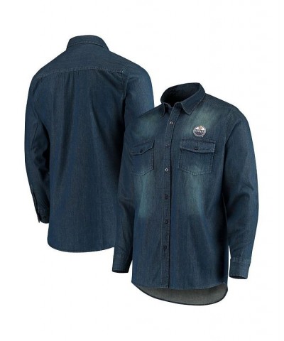 Men's Denim Edmonton Oilers Outlook Long Sleeve Button-Up Shirt $24.75 Shirts