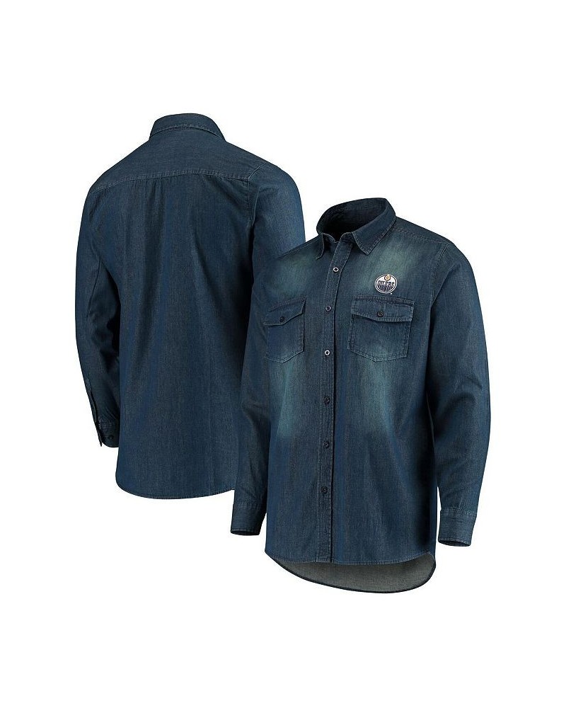 Men's Denim Edmonton Oilers Outlook Long Sleeve Button-Up Shirt $24.75 Shirts