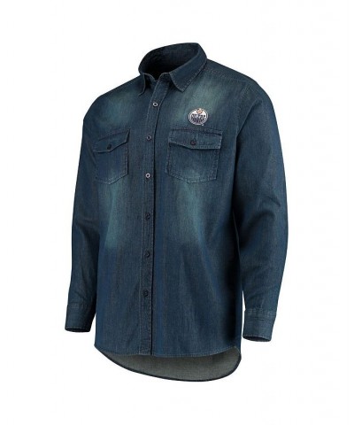 Men's Denim Edmonton Oilers Outlook Long Sleeve Button-Up Shirt $24.75 Shirts