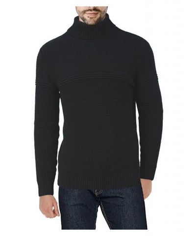 Men's Ribbed Pattern Turtleneck Sweater Black $31.90 Sweaters