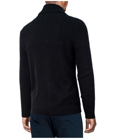 Men's Ribbed Pattern Turtleneck Sweater Black $31.90 Sweaters